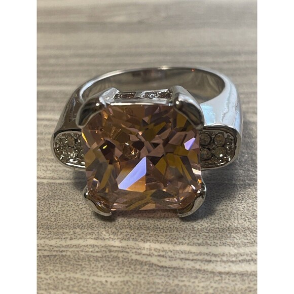 Cushion Tourmaline CZ Solitaire Engagement Ring Women’s 9 Bubble Gum Pink - Picture 5 of 16